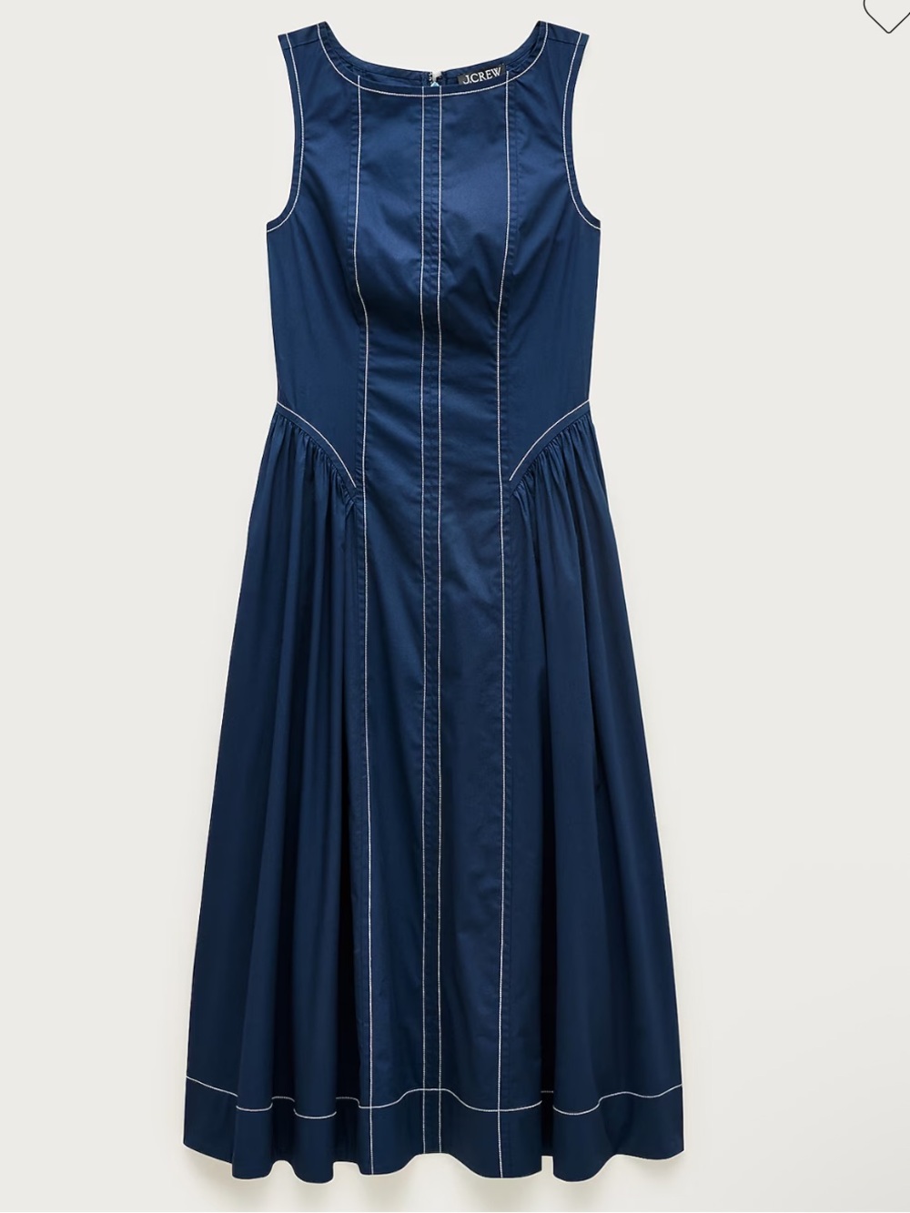 NWT J. Crew Navy Midi Dress with Contrast Stitching - Picture 4 of 9